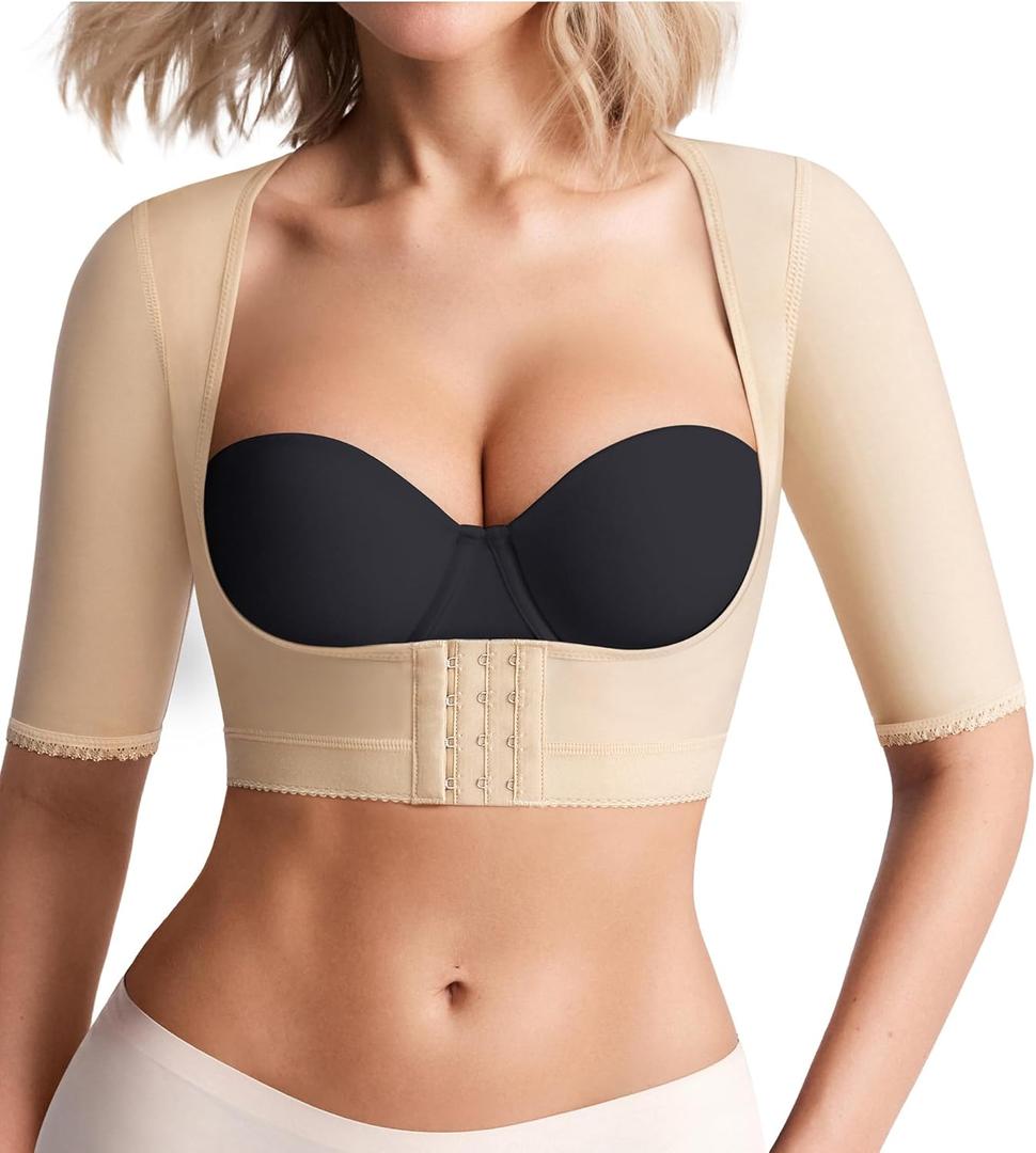 BRABIC Women's Shapewear Tops Post Surgery Compression Sleeve for Arm Shaper (Large, Beige)