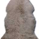 WaySoft New Zealand Sheepskin Area Rug  Genuine Fluffy Wool, Multiple Sizes, Bedroom or Living Room Decor(2ft x 3ft,Grey Beige)