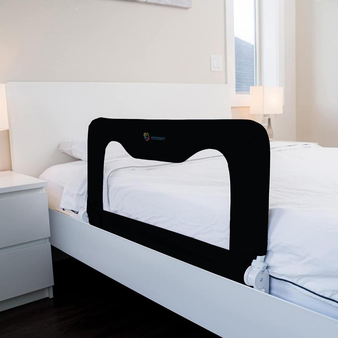 TotCraft Toddler Bed Rails Guard  Universal Baby & Children Bed Rail for Box Spring &slats  Kids Bed Rail for Toddlers for, Twin, Double, Full Size Queen & King Bed - Black (35.5L19.5H) in (Standard (35.5" W * 19.5" H))
