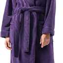 DAVID ARCHY Plush Robes for Women Warm Thick Fleece Fluffy Luxury Cozy Soft Hooded Bathrobe Winter House Full Length (Large, B-deep Grape Purple)