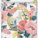 SCORPIFY for iPhone 17 Pro Max Case [Compatible with MagSafe] with Pink Epiphyllum Floral Design, Cute Clear Flower Magnetic Phone Cover for Women Girls, Slim Bumper with Gold Accents