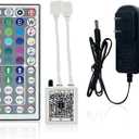 KEXU 44 Key RGB LED Strip Lights IR Remote Control,Remote Receiver for RGB LED Light Strip, 24V Power Adapter for LED Lights for Bedroom