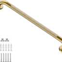 Gold Shower Grab Bar w/Anti-Slip Knurled Grip 32 Inch, Zepolu Wall Mounted Stainless Steel Bath Grab Bar,Safety Balanced Handrail, Handicap Injury Elderly Senior Assist Support Textured Handle