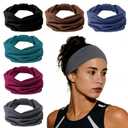 Headbands for Women, 6 Pack Wide Elastic Head Bands for Women's Hair, Non-Slip Thick Sports Stretchy Sweat Bands, Large Soft Knotted Headband for Workout Washing Face Running Makeup Spa Fashion
