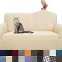 YEMYHOM Couch Cover Latest Jacquard Design High Stretch Sofa Covers for 2 Cushion Couch, Pet Dog Cat Proof Loveseat Slipcover Non Slip Magic Elastic Furniture Protector (Medium, Beige, 55"-69")