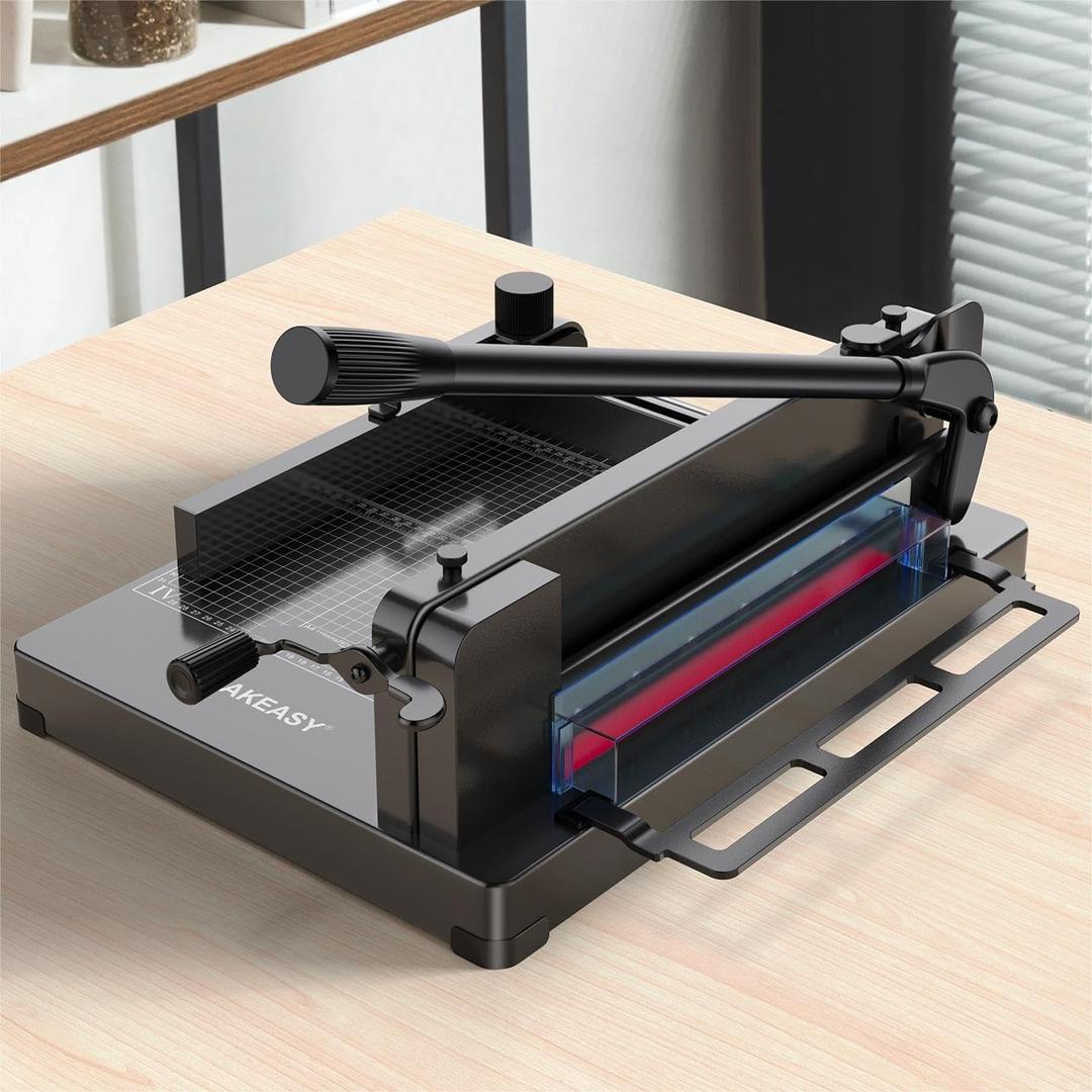 Paper Cutter 12 Inch, Heavy Duty Paper Cutter for A4 Paper, Guillotine Paper Cutter 400 Sheet Capacity, Solid Steel Construction (Black)