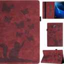 Case for Samsung Galaxy Tab A 2016 10.1 (SM-T580/ T585) PU Leather Convenient Stand Feature Shockproof Protection Flip Cover Butterfly Cat Pattern Case Galaxy Tab A6 - Red