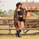 IUV Wide Cowboy Boots For Women Western Cowgirl Boots Mid Calf Snip Toe Boot With Chunky Heel 8
