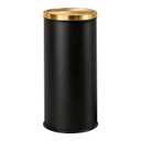 30L/8GAL Black Gold Kitchen Trash Can Golden Brass Commercial Garbage Can Large Capacity Flip Trash Can for Kitchen,Shopping Mall,Elevator Gate,Airport, Hotel,Commercial (Black, 30L)