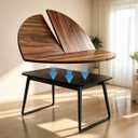 Round Foldable Table Top Extender Only,Walnut Table Tops No Legs,55 Inch, Large