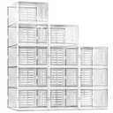 SEE SPRING Shoe Storage Boxes, Clear Plastic Stackable Shoe Organizer for Closet, Shoe Rack & Holder Sneaker Container, 12 Pack Clear
