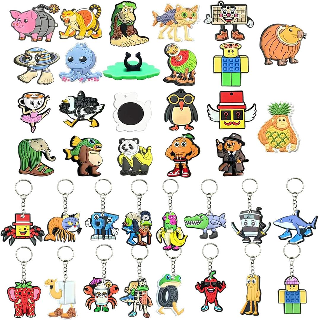 Italian Brainrot 36-Piece Mini Character Set, Meme-Style Figurines with Pencil Toppers, Clip-On Keychains & Fridge Magnets, Desk Decor, Collectible Accessories & Novelty Gift Bundle