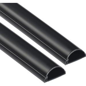 D-Line Half Round Cord Hider, Patented Cable Cover, Hide TV Wall Mount Wires, Raceway for Cords, Decorative Wire Covers, Paintable, Adhesive Cable Concealer - 2X 1.18in W x 0.59in H x 39in L - Black