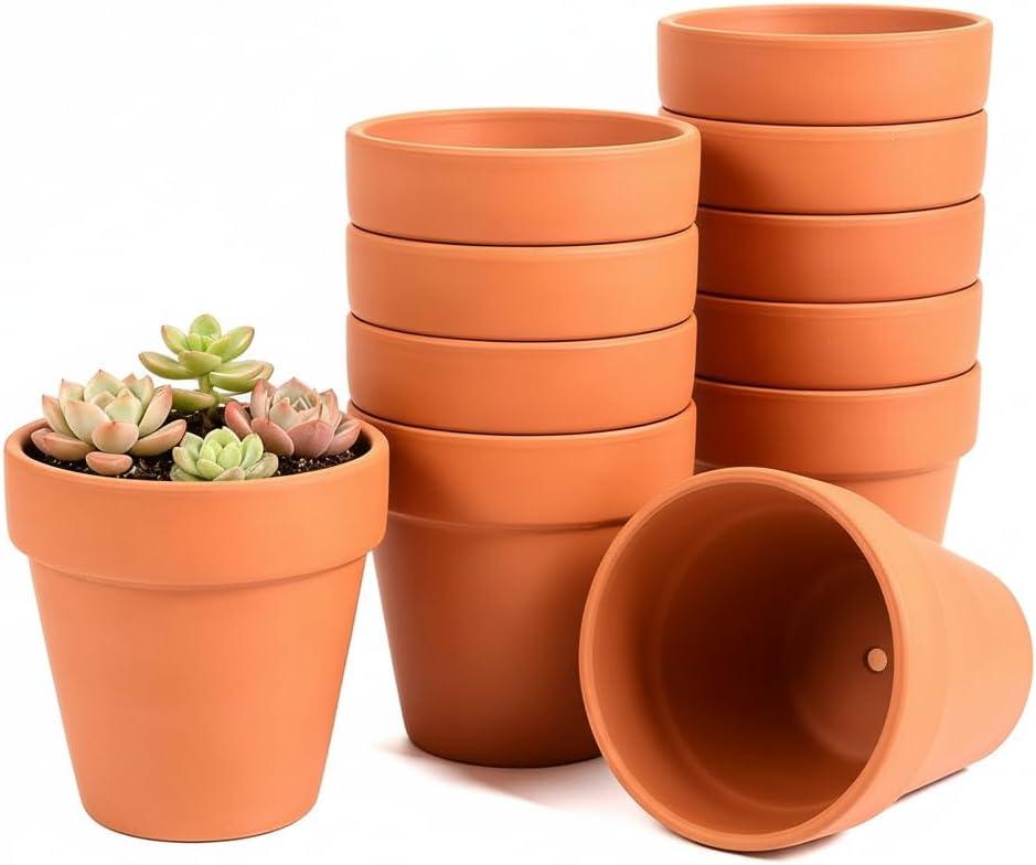 Terracotta Clay Pots with Drainage Holes, 4 Inch, Pack of 24, for Succulents, Plants, and DIY Crafts