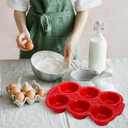 6-Cup Ceramic Muffin Pan, Nonstick Cupcake Baking Pans with Handle, Ceramic Muffin Tin with Embossed Pattern for Muffin, Cupcake, Red