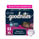 Goodnites Girls' Nighttime Bedwetting Underwear, Size Extra Large (95-120 lbs), 63 Ct (3 Packs of 21)