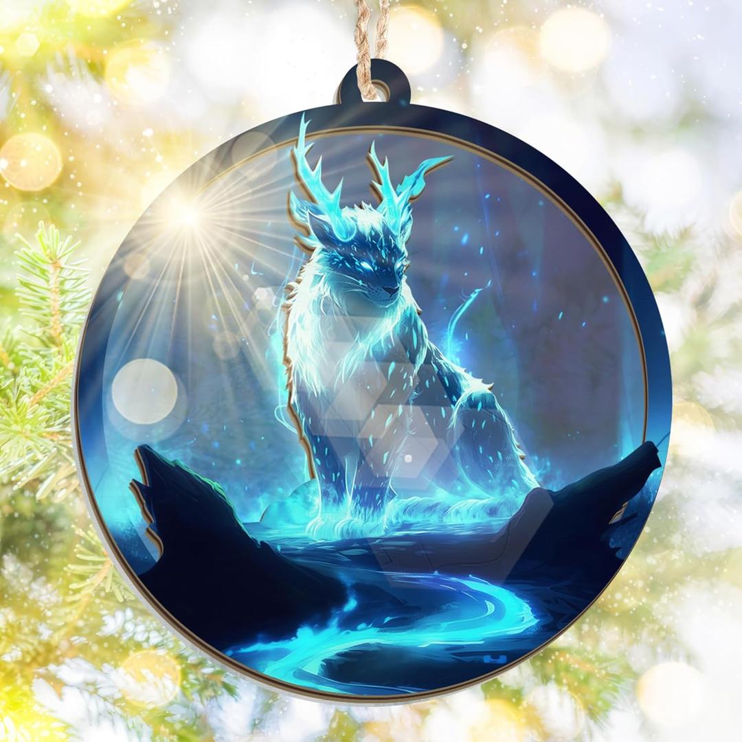 2 x GEEMBI Fantasy Gifts for Women Men - Suncatcher Mythical Animal Christmas Ornaments 2025 - Spirit Animals Fantasy Decor, Mystical Gifts for Christmas Tree Decor, Forest Animal Ornaments Mystical Decor