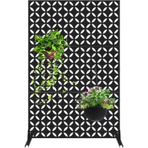 72" H47" W Metal Privacy Screen, Outdoor Indoor Privacy Screens with Stand Panels, Free Standing Decorative Privacy Screen for Patio