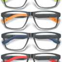 Large Reading Glasses Men Blue Light Blocking Wide Computer Readers Lightweight Black Frames+Rubber Arms+Spring Hinges