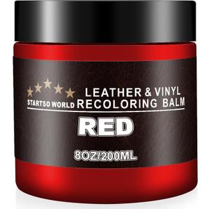 STARTSO WORLD Leather Recoloring Balm, Red Leather Repair Kit for Furniture, Leather Dye, Leather Color Restorer for Couches, Leather Couch Paint | Repair, Restore & Renew Old, Faded Leather