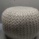 FRELISH DECOR Round Pouf Ottoman Hand Knitted 100% Cotton Pouf Foot Stool - Knitted Bean Bag - Floor Chair for Living Room Bedroom - Foot Rest for Couch (20 Diameter x 14 Height) - Natural