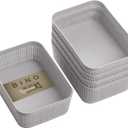 BINO | Woven Plastic Basket | XS (Natural Grey), 5-Pack | THE JUTE COLLECTION | Home Organization, Space - Saving Storage, Stylish Design | Jute Basket | Plastic Storage Basket