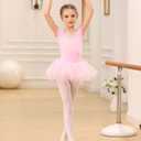Gogokids Ballet Leotards for Girls, Toddler Bow Back Dance Dress Outfit with Removable Tutu Skirt Combo