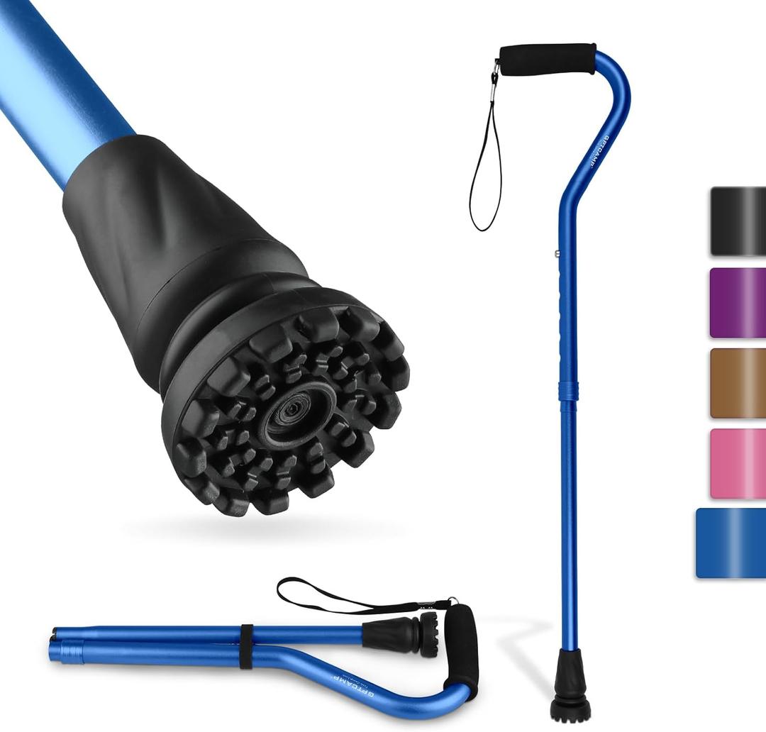 GPTCAMP Walking Cane and Walking Stick for Men Women,Lightweight Folding Canes with Offset Soft Cushioned Handle,Adjustable & Collapsible,Mobility & Leg Surgery Recovery (Dark Blue)