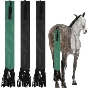 3 PCS Horse Tail Bags, Horse Tail Guard Bag with Fringe, Oxford Cloth Horsetail Bag with Adjustable Nylon Fastener, Ponytail Protective Bag to Keep Clean and Prevent Mosquitoes