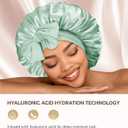 Silk Bonnet for Sleeping Women Double Layer Hyaluronic Acid Satin Bonnet with Adjustable Tie Band Sleep Cap for Curly Hair (Sage)