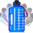 WEMEET 1 Gallon Water Bottle with Handle, 128oz LeakProof Reusable Gym Water Bottle with Capacity Scale, BPA Free, Ideal for Gym and Outdoor Life (Blue)