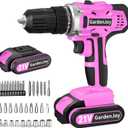 GardenJoy 20v Cordless Drill Set, Power Electric Kit Battery With Charger 30Nm 2-Speed 3/8" Keyless Chuck 24+1 Position Drill Driver screwdriver Bits with LED Electric Work Light Women DIY