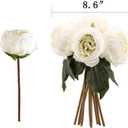 Artificial Fake Flowers Peony 7 Flower Heads Silk Flower Arrangements Wedding Bouquets Decorations Plastic Floral Table Centerpieces Home Kitchen Garden Party Decor (White)