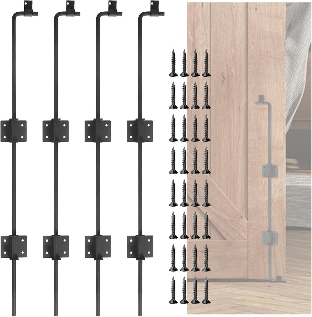 24" Cane Bolt Gate Drop Rod 4 Pack Heavy Duty Gate Ground Latch Gate Drop Pin for Wood Fence Metal Gates Doors Double Doors Fence (24 Inch)