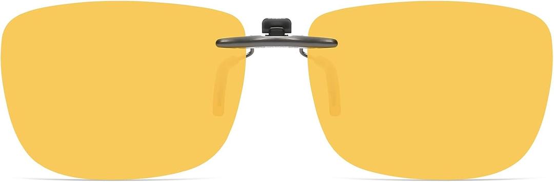 CAXMAN Night Driving Glasses Clip On Night Vision Glasses HD Polarized Yellow Lens Compact Fit Non-Flip Up