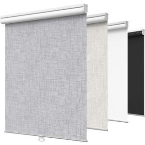GENIMO 100% Blackout Roller Window Shades, Window Blinds Cordless with Thermal Insulated, UV Protection Fabric, Mini French Door Blinds for Home, Bedroom, Office, Grey, 70" W X 72" H