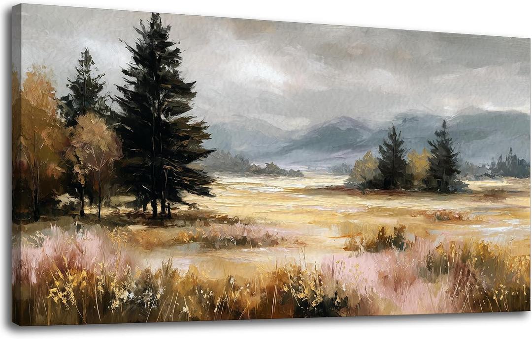 KZKU Autumn Landscape Canvas Wall Art Nature Scenery Painting Print 20X40in