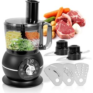 12 Cup Smart Food Processor, Electric Food Chopper Slicer with French-Fry Slicing Shredding Chopping Kneading Cutter, For Meat, Vegetable, Fries, Cheese, Meat & Veggie Prep, Puree