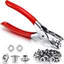 Mudder 301 Pcs Grommet Eyelet Pliers Tool Kit, Fabric Leather Hole Eyelets and Grommets Punch Pliers with 300 Metal Eyelets for Belt Shoes Cloths(1/4 Inch,Silver)