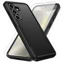 for Samsung Galaxy S25 Case, with HD Screen Protector [Military Grade Drop Tested] Heavy-Duty Tough Rugged Shockproof Protective Case for Samsung S25, Black