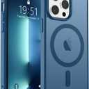 Magnetic for iPhone 13 Pro Case, [Compatible with MagSafe] [Military Grade Drop Protection] Translucent Matte Shockproof Anti-Scratch Phone Cover, Dark Blue