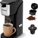 2-in-1 Single Serve Coffee Maker for K Cup Pods & Ground Coffee, 6 to 14 oz Brew Sizes, Compact Small Brewer with Dual Buttons, Adjustable Drip Tray for Travel Mugs, Silver