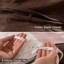 MooMee Bedding Duvet Cover Set 100% Washed Cotton Linen Like Textured Breathable Durable Soft Comfy (Solid Cocoa Brown, Queen 90"x90")