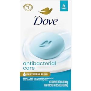 Dove Beauty Bar Soap Antibacterial Care 6 Count For Clean, Moisturized Skin, Removes Bacteria 3.75 oz Exp. 08/2027