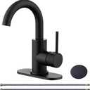 RKF Single-Handle Bathroom Sink Faucet, Swivel Spout, with Pop-up Drain with Overflow and Supply Hose,Bar Sink Faucet,Small Kitchen Faucet Tap,Matte Black,BF3501P-MB