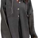 SHEWIN Women Oversized Hooded Sweatshirt Loose Fit Casual Button Hoodies with Pocket 2026 (Medium, Carbon Grey)