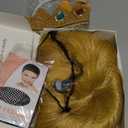 morvally Blonde Princess Cosplay Synthetic Wig with Crown and Earrings for Adult Women Long Wavy Costume Wig Set for Halloween Party (Adults Blonde)