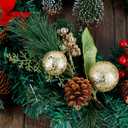 DR.DUDU Christmas Tree Ornaments 6 Pcs 12'' Gold Picks and Sprays with Brown Pine Cone Green Poinsettia Leaf, Artificial Berry Branches Stems Decorations DIY Crafts for Vase Filler Wreath Decor (Gold)