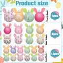 Leinuosen 24 Pcs Sequin Easter Tree Ornaments with Bunny Ear Easter Rabbit Tree Decorations Colorful Glitter Hanging Ball Ornaments for Home Indoor Birthday Party DIY Crafts(Mixed,Stylish)