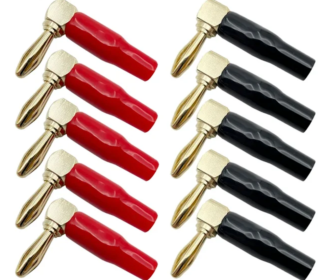 Wire Hole 90 Degree Bend Right Angle Gold Plated Connector with Soft Sheath(11 Red and 12 Black)